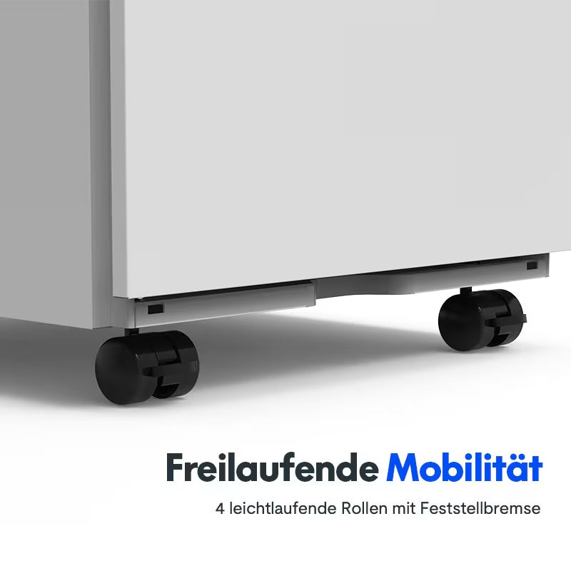 Alt-Text: FlexiSpot Büro-Rollcontainer RC2 in Weiß mit Rollen