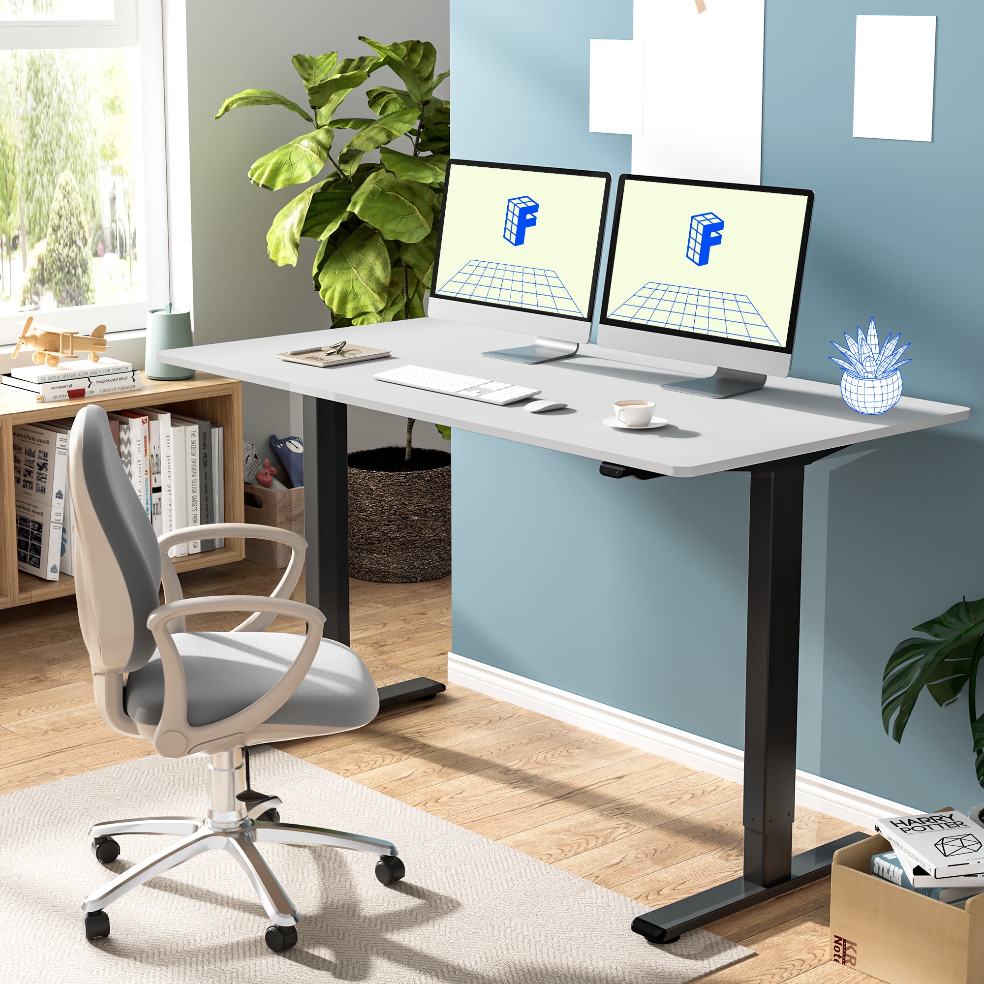 Ergonomischer Schreibtisch EG1 von Flexispot, elektrisch verstellbar für gesundes Arbeiten, schwarz