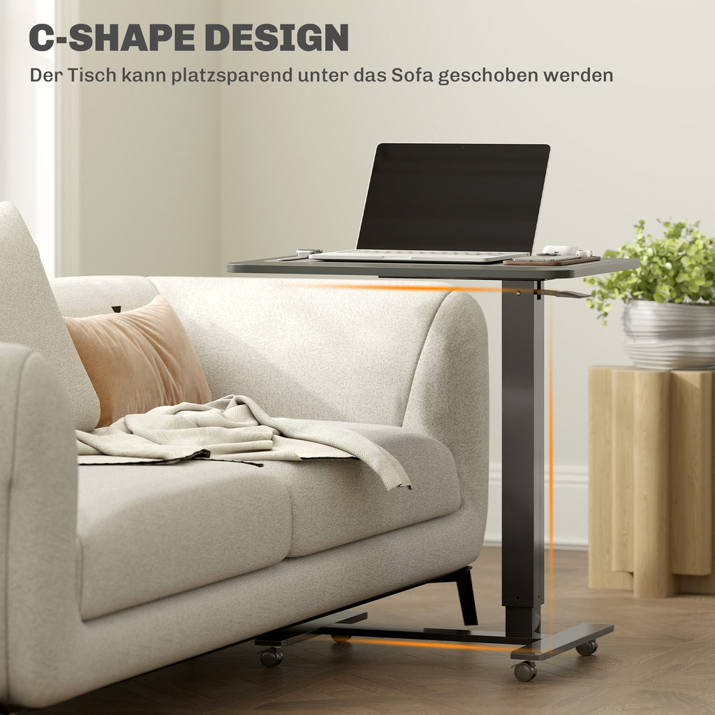 Stehpult Höhenverstellbar Inkl. 4 Rollen C-Form 65 Cm X 48 Cm X 70-110 Cm  Schwarz