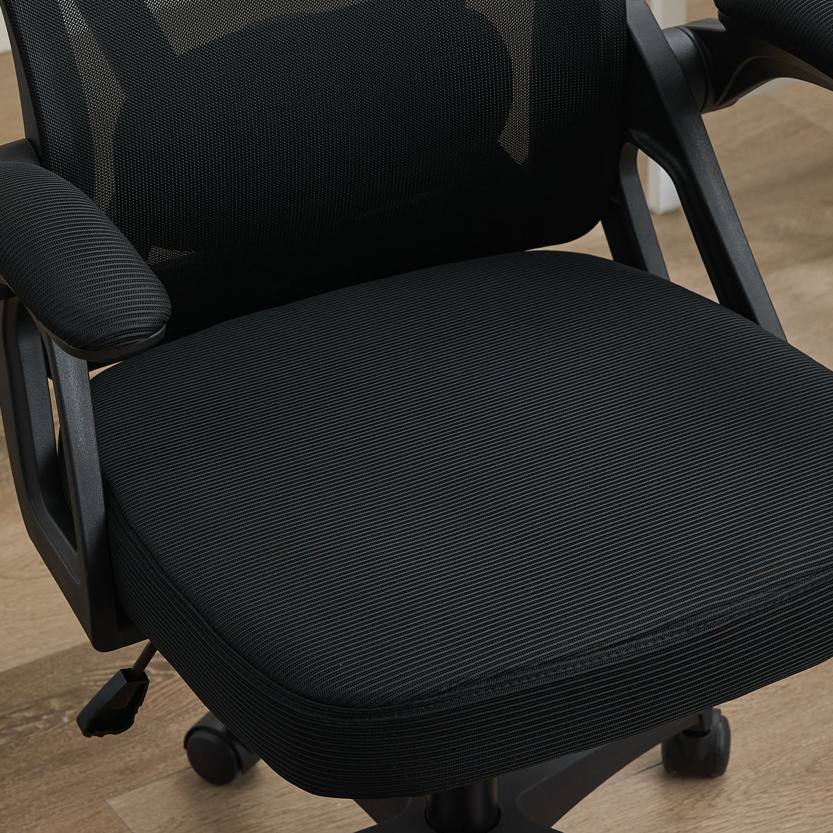 Ergonomischer Executive-Bürostuhl mit verstellbarer Lendenwirbelstütze &amp; Kopfstütze, Schwarz – Hohe Rückenlehne