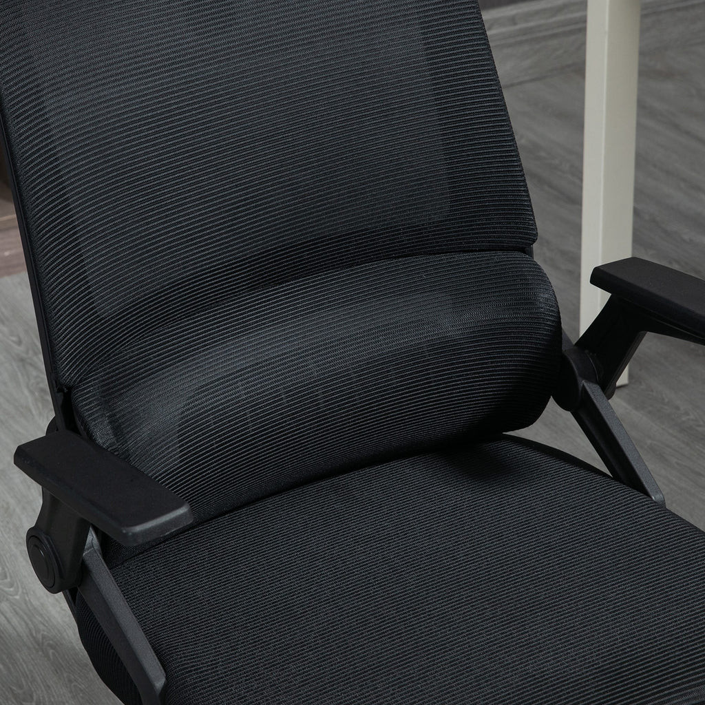 Ergonomischer Bürostuhl mit verstellbarer Kopfstütze &amp; Lendenwirbelstütze, Schwarz – Atmungsaktives Mesh