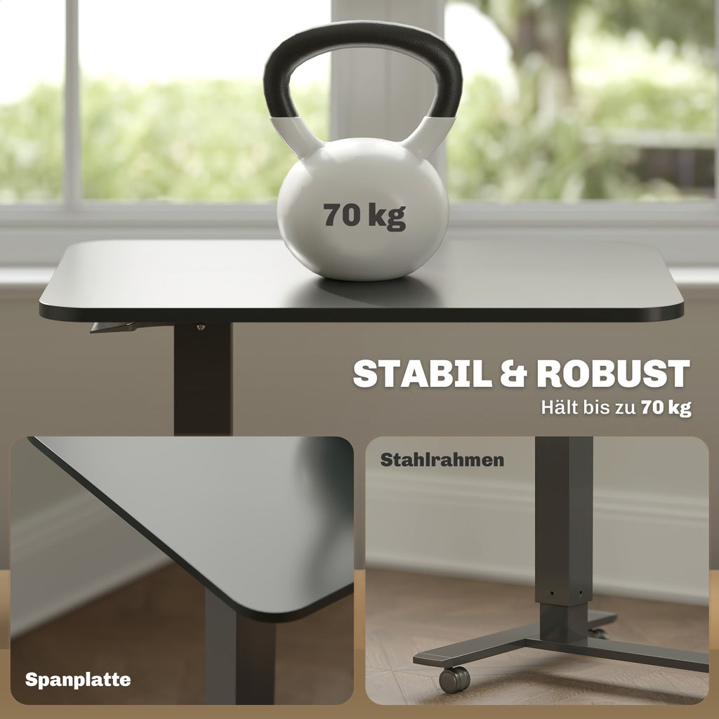 Stehpult Höhenverstellbar Inkl. 4 Rollen C-Form 65 Cm X 48 Cm X 70-110 Cm  Schwarz