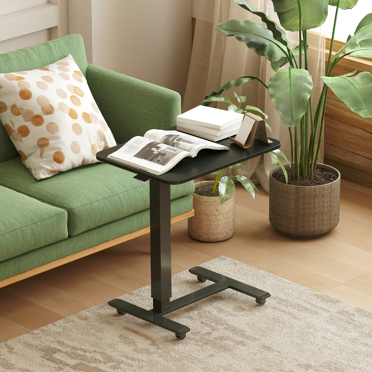 Stehpult Höhenverstellbar Inkl. 4 Rollen C-Form 65 Cm X 48 Cm X 70-110 Cm  Schwarz