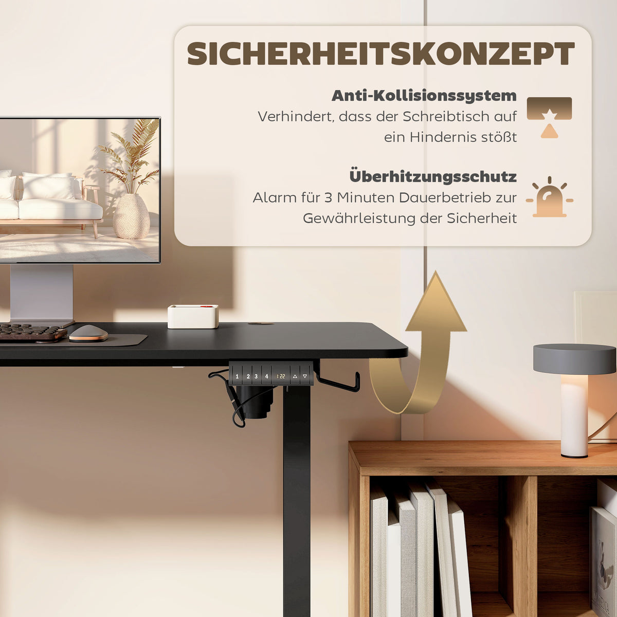 Elektrischer Stehpult 140x70 cm, Höhenverstellbar, Schwarz – Ergonomischer Computertisch mit Kabelmanagement