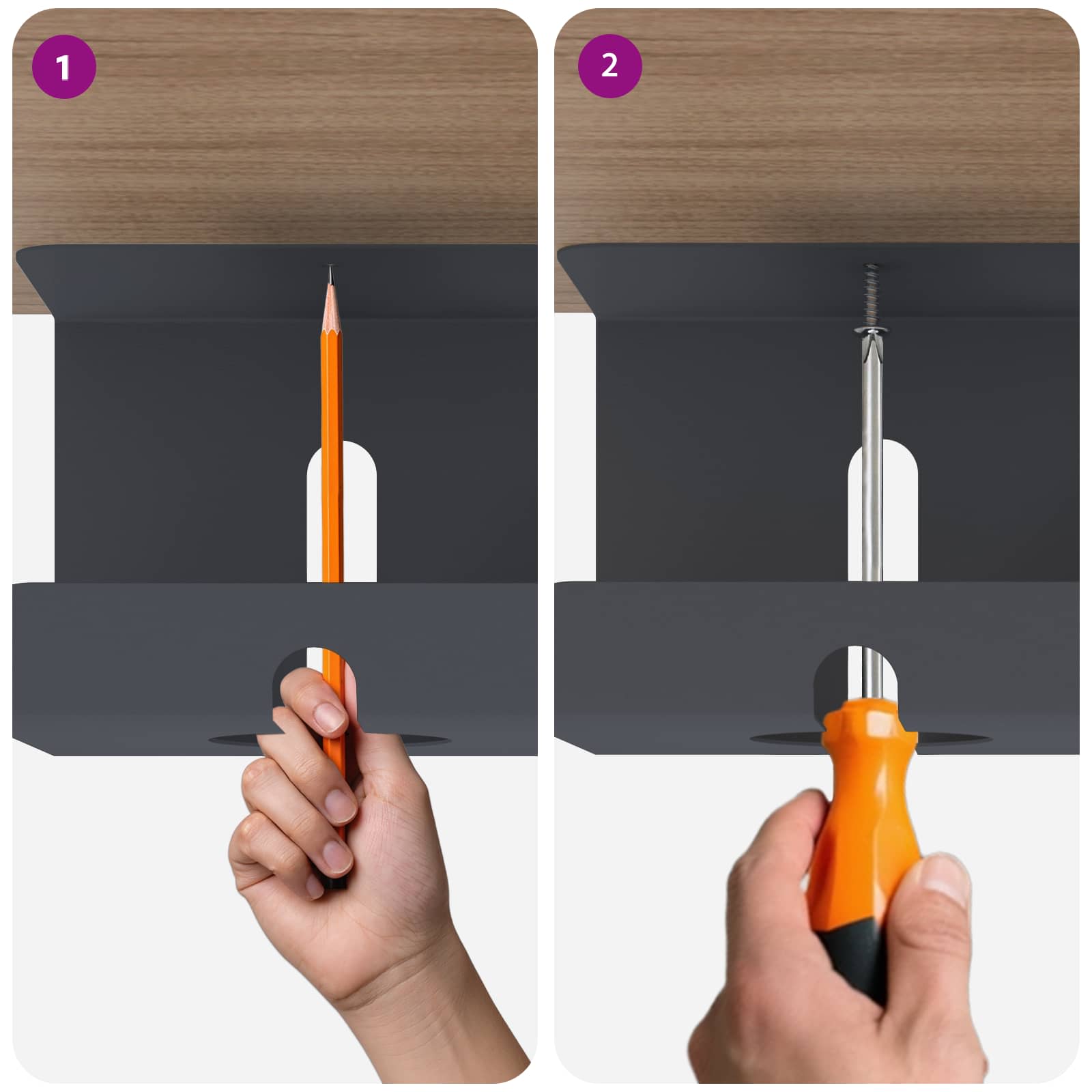 Unter Dem Schreibtisch Kabelmanagement Tray 2 Stk.