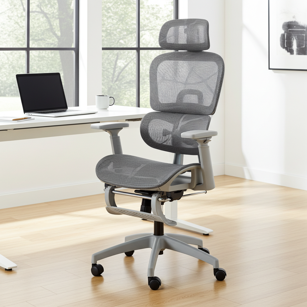 Zenith Pro Ergonomischer Bürostuhl mit Fußstütze & Sitztiefenverstellung – Mesh Grau