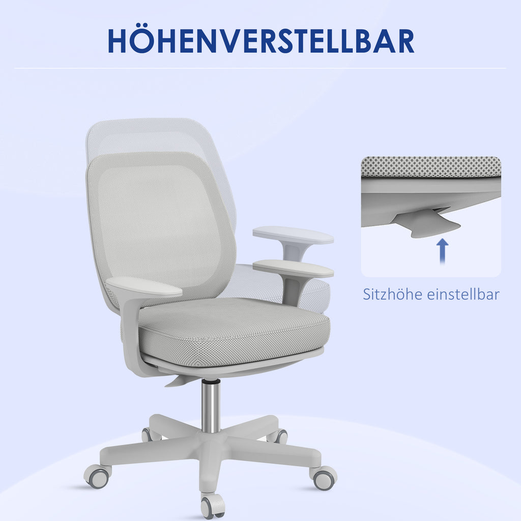 Ergonomischer Schreibtischstuhl mit Drehfunktion, Grau – Höhenverstellbarer Bürostuhl